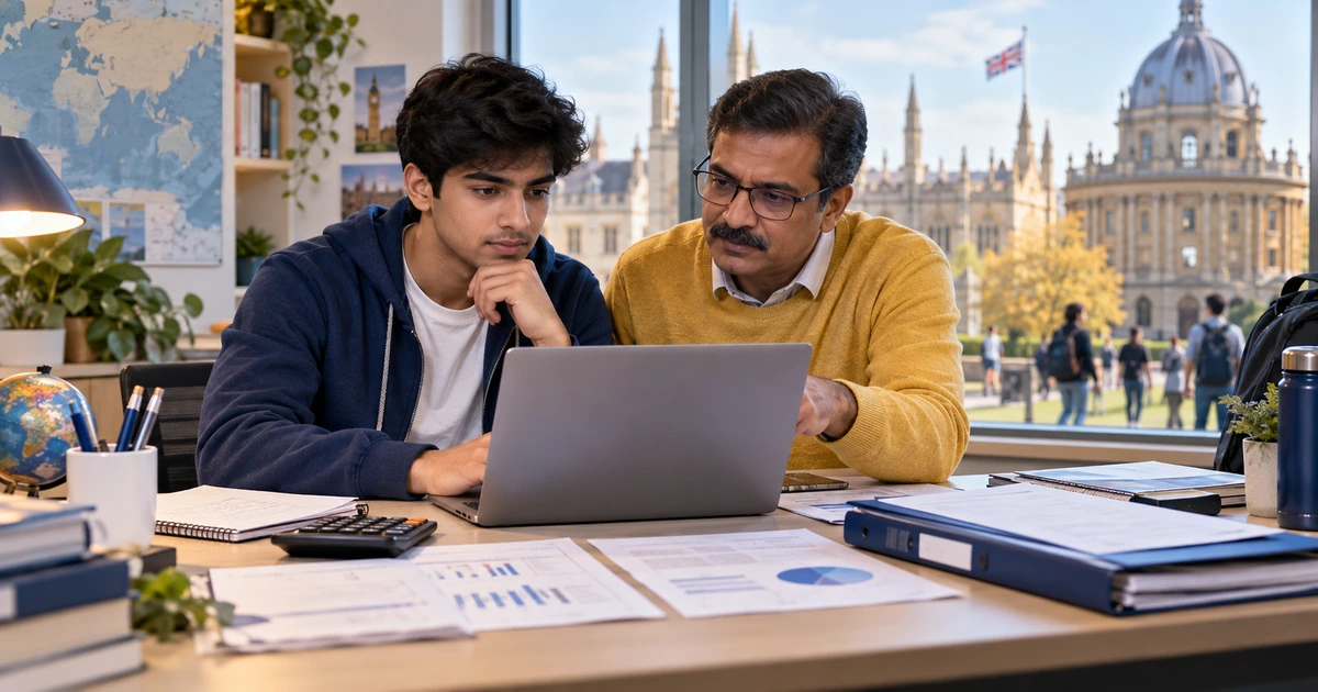 Indian student planning tuition, living and visa costs for studying in the UK in 2027