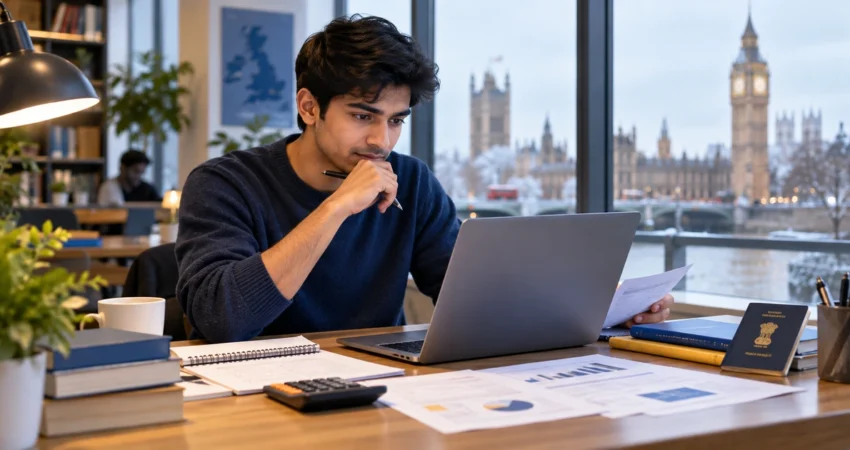 Indian student researching UK scholarships and university funding for 2027 to 2028
